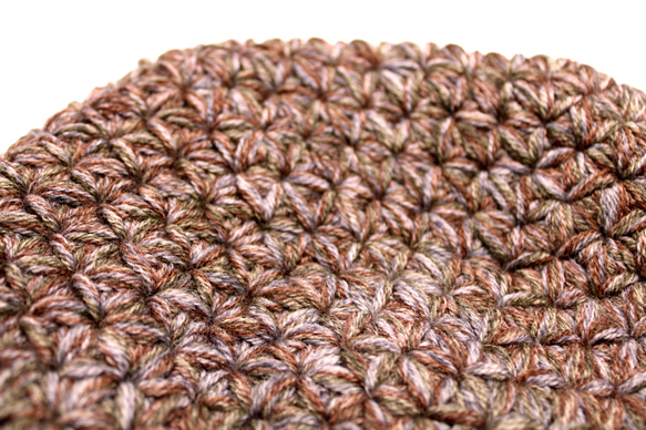 リフ編みのふんわりベレー帽　メリノウール　アースカラーMIX 8枚目の画像