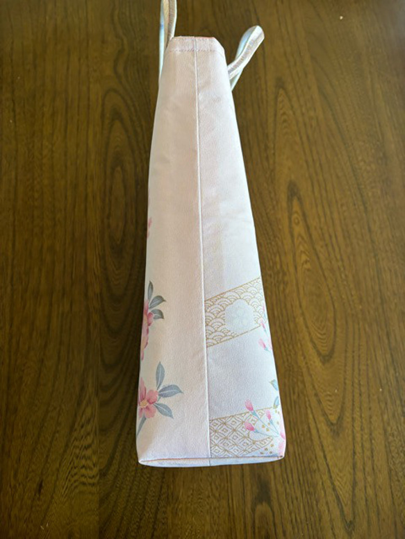 着物✖️帯リメイクトートバッグ ピンク系花柄 4枚目の画像