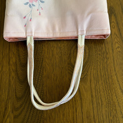 着物✖️帯リメイクトートバッグ ピンク系花柄 3枚目の画像
