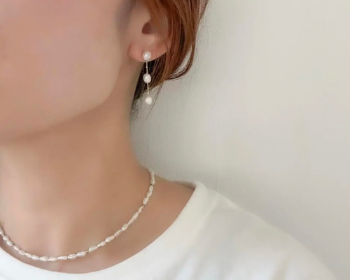 程よく華やかに】ゴールド/小さなバロック淡水パール