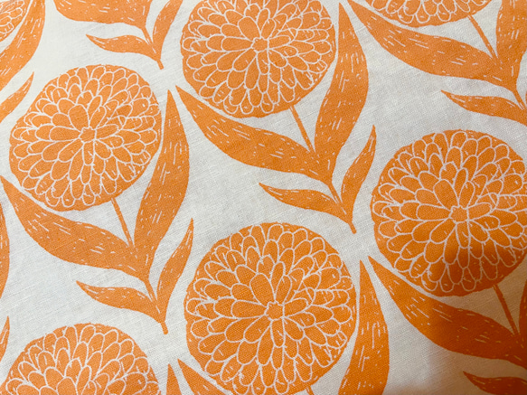 フレアースカート　* cotton Linen Orange Flower motif * 10枚目の画像