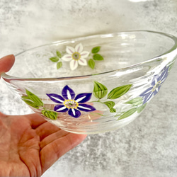 夏の花　鉄線柄　ガラス鉢 3枚目の画像