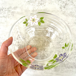 夏の花　鉄線柄　ガラス鉢 2枚目の画像