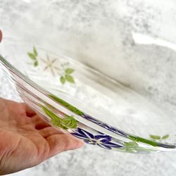 夏の花　鉄線柄　ガラス皿　23cm 7枚目の画像