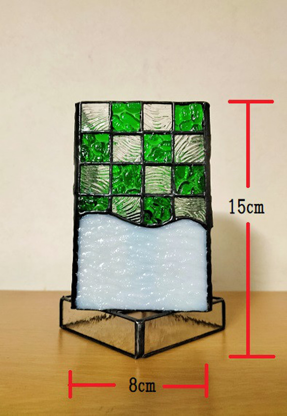 ステンドグラス　市松模様ランプ（4面） 3枚目の画像