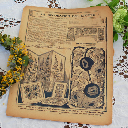 ◆SALE◆フランスアンティーク｜100年前古書教科書詩集手書きハガキ紙もの挿絵 ◇SALE◇フランスアンティーク｜100年前古書教科書詩集手書き