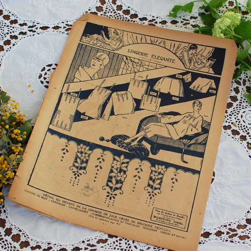 ◆SALE◆フランスアンティーク｜100年前古書教科書詩集手書きハガキ紙もの挿絵 ◇SALE◇フランスアンティーク｜100年前古書教科書詩集手書き