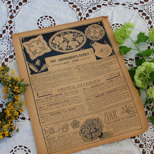 アンティーク紙もの 手芸雑誌 見開き1ページ フランスアンティーク