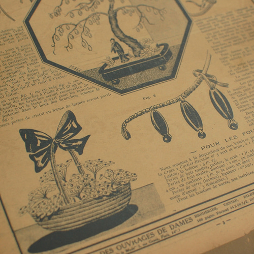 アンティーク紙もの 手芸雑誌 見開き1ページ フランスアンティーク