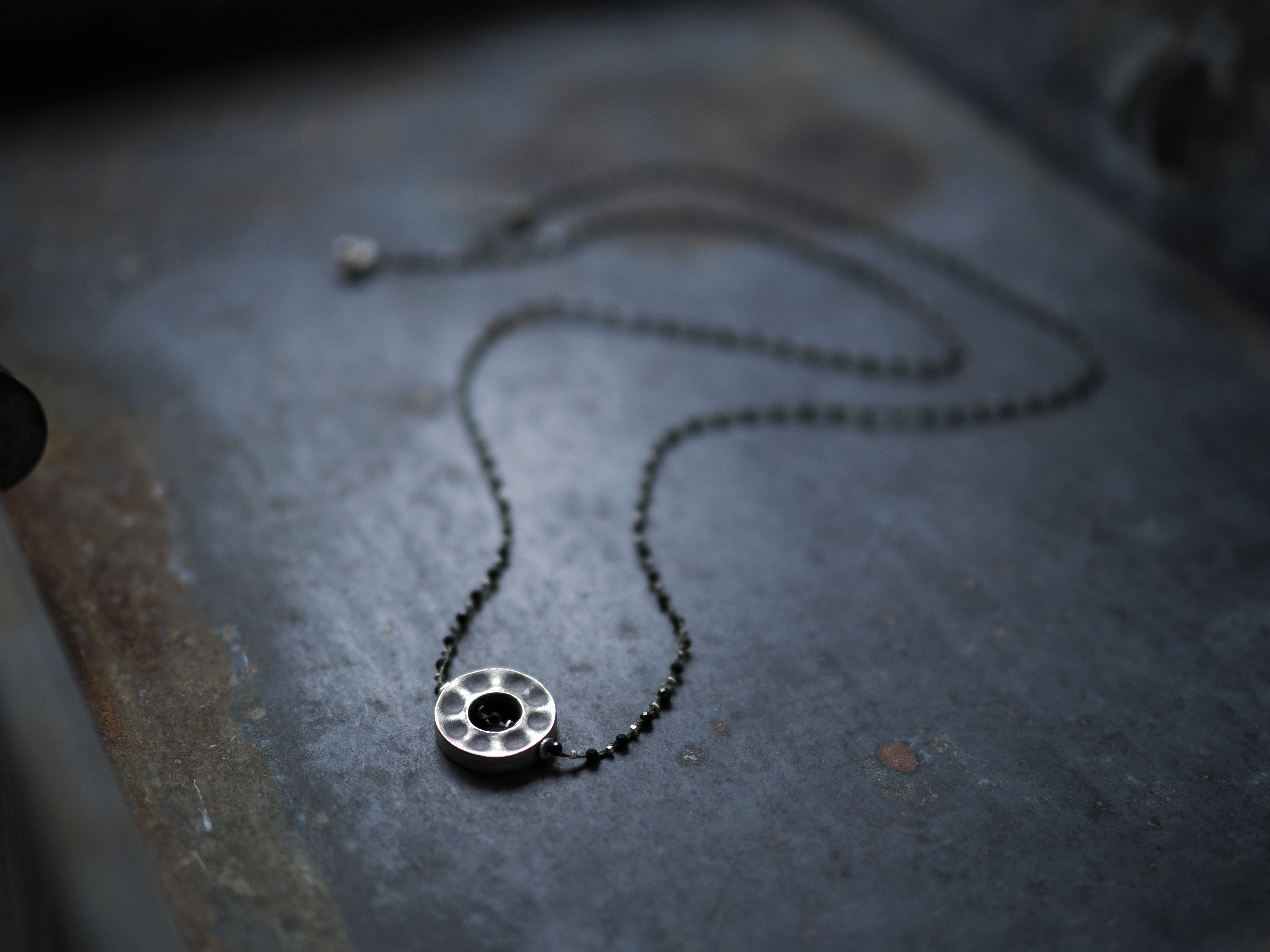 -Donut silver- braid long necklace