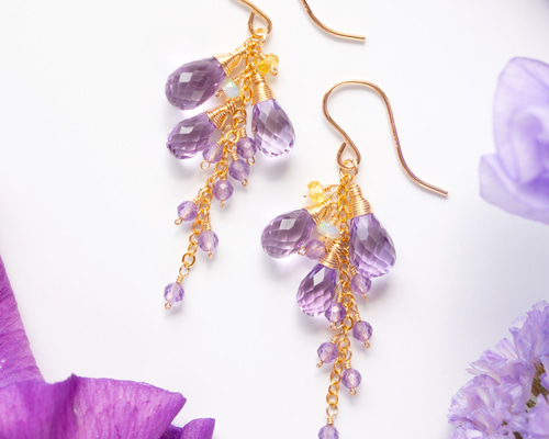 レネレイド　藤の花ピアス 5ed59c982163e45c49d391a9556237