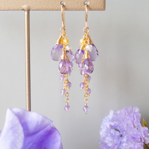 レネレイド　藤の花ピアス 藤の花／ピアスorイヤリング | iamemi -身につける芸術品-