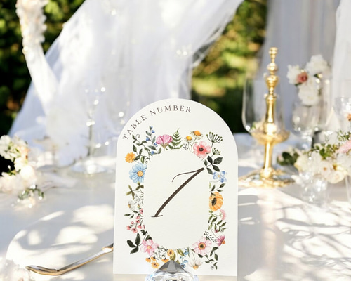 120円/1枚 【全16種類】アーチ型 花柄 テーブルナンバー【A/1/ONE】 6