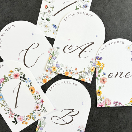 120円/1枚 【全16種類】アーチ型 花柄 テーブルナンバー【A/1/ONE】 6