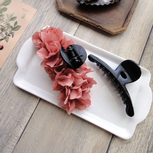 バンスクリップ□ 紫陽花の花びら □ #18 ココアモーブ ヘアクリップ 