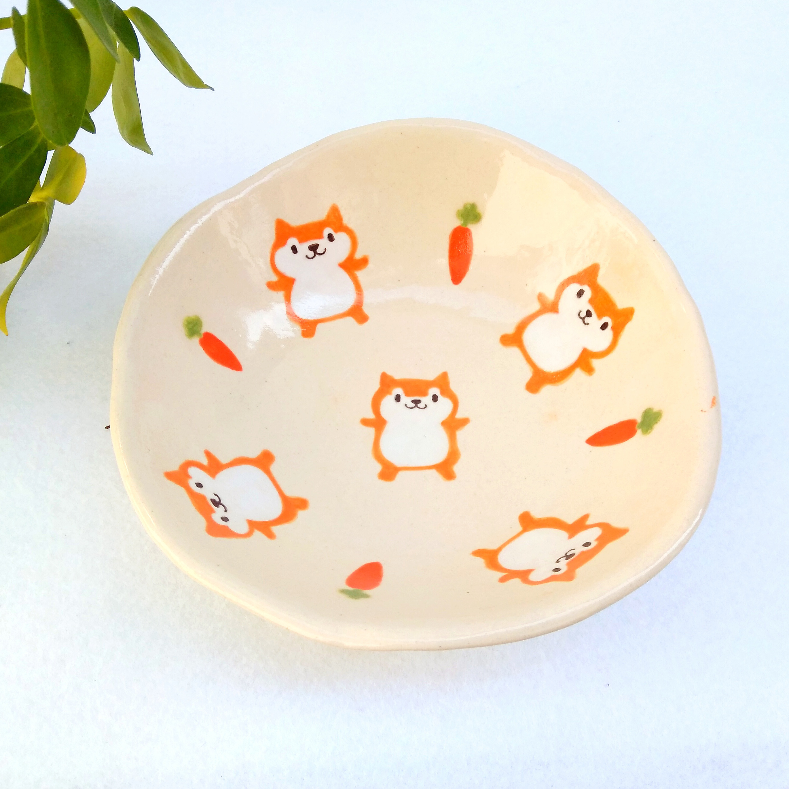 柴犬イラスト・ボウル　動物の陶器　在庫１点