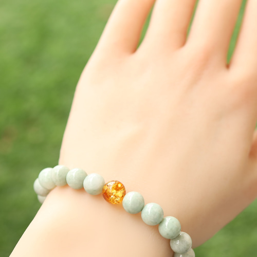 ☆プレミアムブレス☆天然琥珀・バルティックアンバー：琥珀：10ミリ