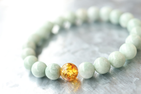☆プレミアムブレス☆天然琥珀・バルティックアンバー：琥珀：10ミリ