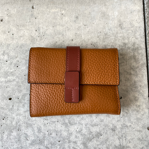 35LOEWE 茶色 三つ折り財布 Legato Largo 財布 レディース 三つ折り コンパクト 光沢 がま口
