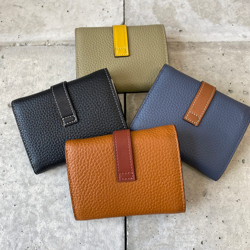 35LOEWE 茶色 三つ折り財布 Legato Largo 財布 レディース 三つ折り コンパクト 光沢 がま口