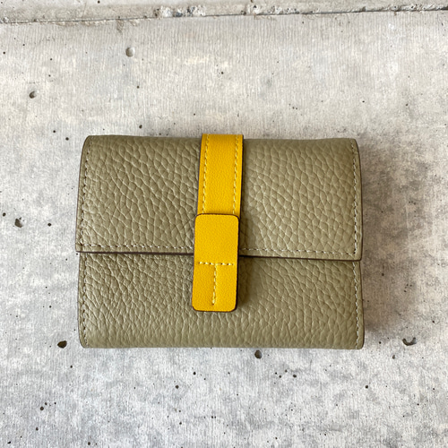 本革】配色三つ折り財布/旅行用 コンパクト財布 ミニ財布 ユニセックス