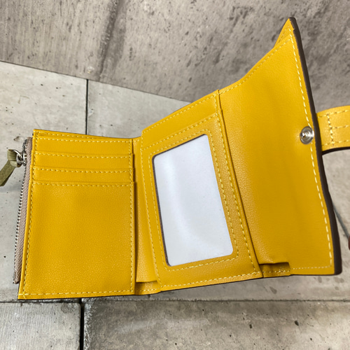 本革】配色三つ折り財布/旅行用 コンパクト財布 ミニ財布 ユニセックス