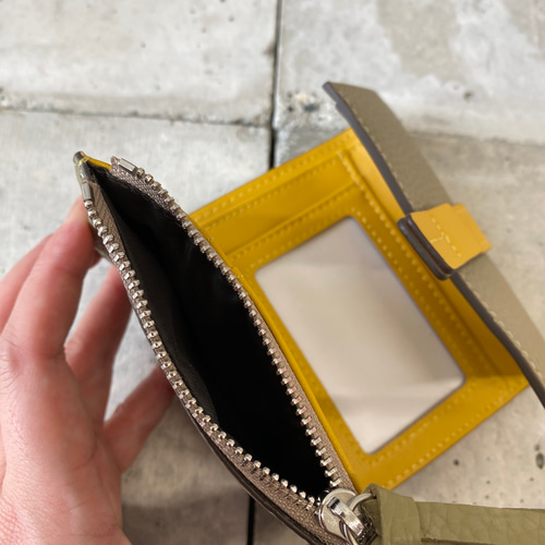 本革】配色三つ折り財布/旅行用 コンパクト財布 ミニ財布 ユニセックス