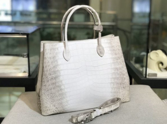 トートバッグ CROCODILE クロコダイル 黒 エナメルブラック 鰐革