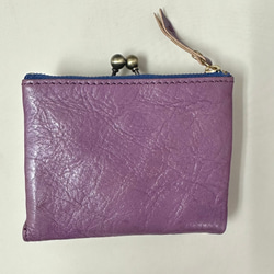 【訳あり】コンパクトなのに大容量な二つ折り財布 遊び心のある大人デザインのがま口《パープル》CU161 13枚目の画像