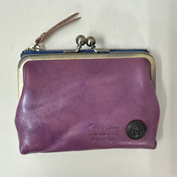 【訳あり】コンパクトなのに大容量な二つ折り財布 遊び心のある大人デザインのがま口《パープル》CU161 9枚目の画像