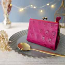 ｷｭｲｰﾙﾃﾞｿﾝ 【SALE】訳あり キュートなウサギ型押しの がま口　《ピンク》CU186PK 2枚目の画像