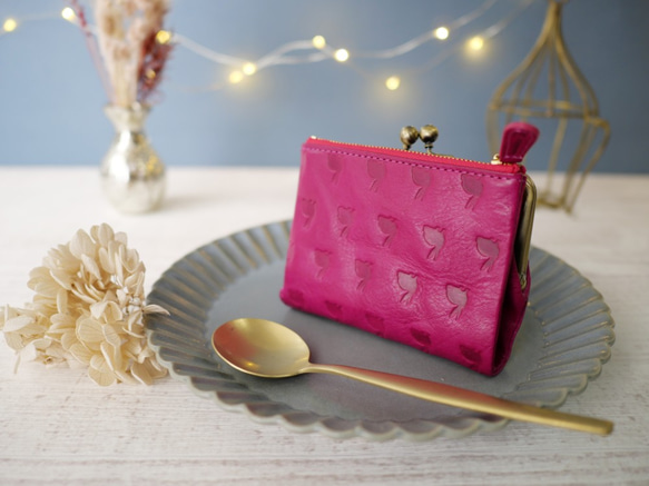 ｷｭｲｰﾙﾃﾞｿﾝ 【SALE】訳あり キュートなウサギ型押しの がま口　《ピンク》CU186PK 2枚目の画像