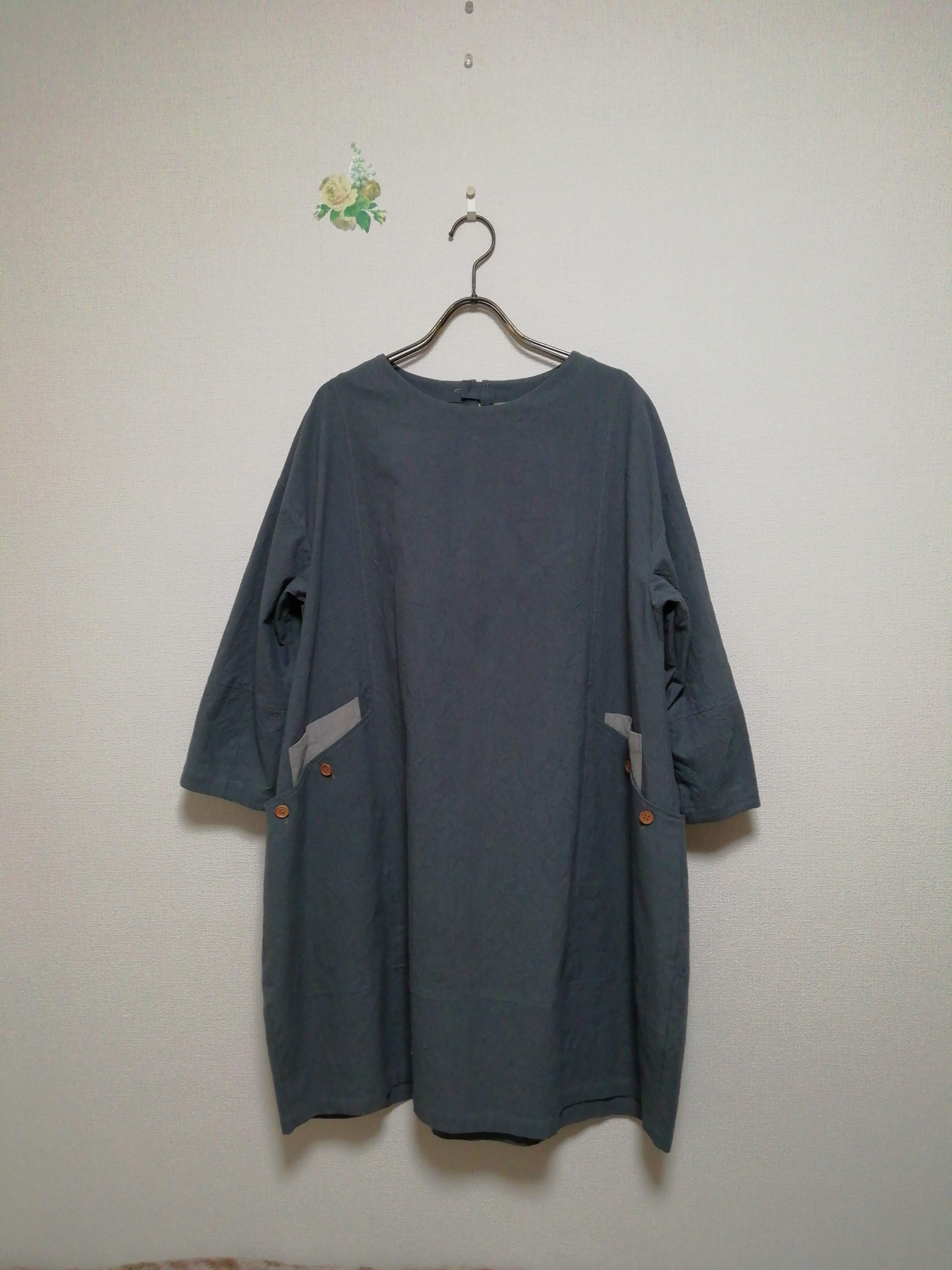 さりげなく　綿シワポケットチュニックワンピース