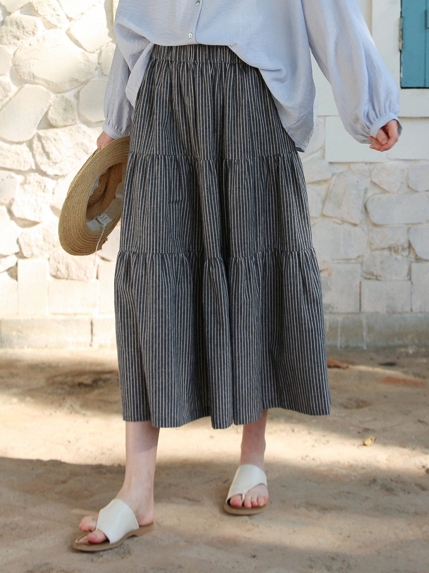 綿麻編むロングスカート