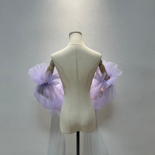 見逃さないで！長袖 パープル 超人気！カラードレス シースルー袖  