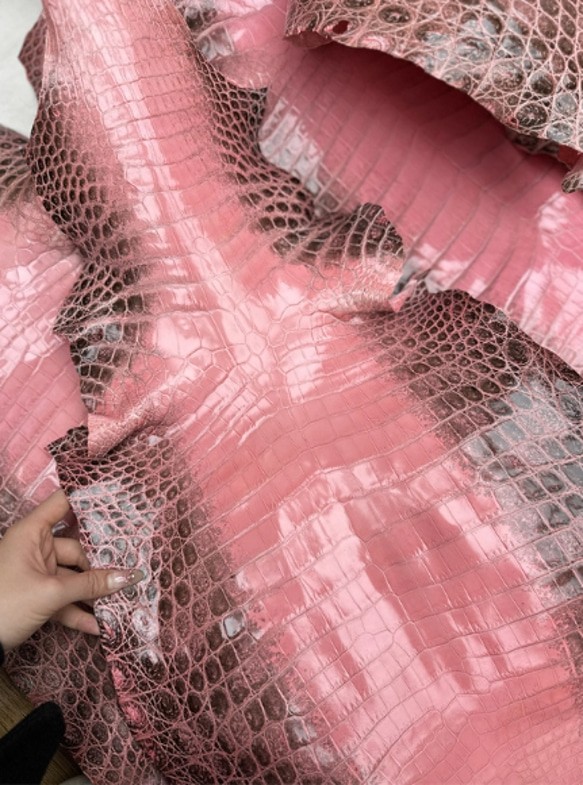 ヒマラヤワニ革 横37cm ナイル クロコダイル 天然素材 レザークラフト手細工 財布 バッグ用 ハンドメイド 手作り 3枚目の画像