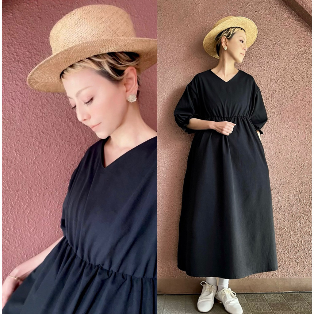 涼しい冷感cool❣️紫外線防止❤️吸水速乾❤️シックな大人の黒のドレス❤️伸縮性❤️BLACK❤️春夏秋