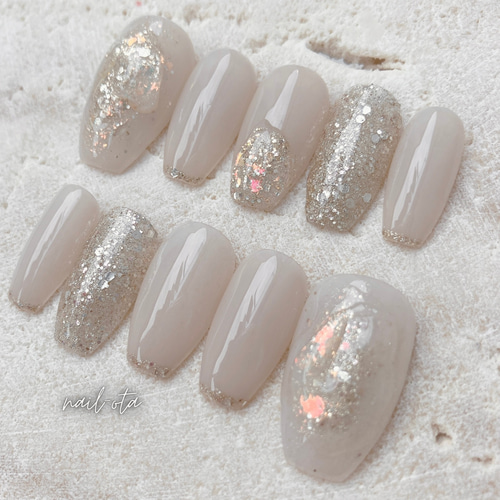 05))ブライダルネイル ネイルチップ フレンチガーリー バタフライ 埋め