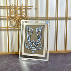 《カブト》エアーブルーオパール(ブルー系) ◼️壁飾り◼️  ガラス　フォトフレーム　こどもの日　クリスタルガラス 3枚目の画像