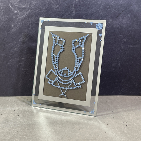 《カブト》エアーブルーオパール(ブルー系) ◼️壁飾り◼️  ガラス　フォトフレーム　こどもの日　クリスタルガラス 2枚目の画像