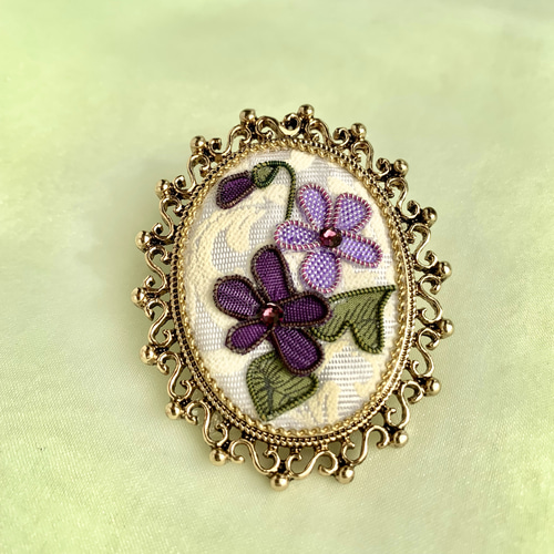 限定1点＊ローラーワークスブローチ＊すみれ ブローチ Flower Space