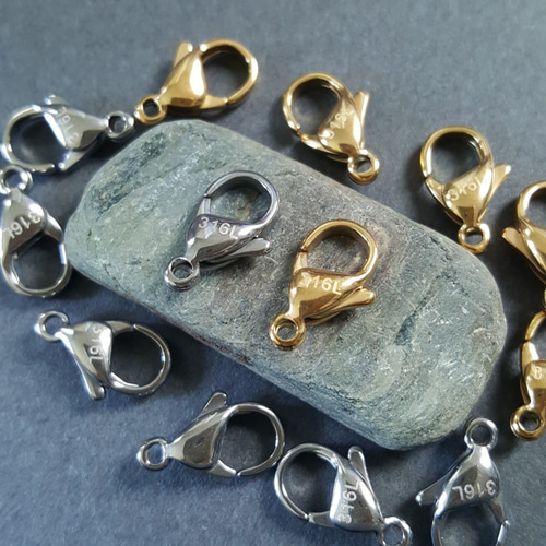 2pcs] サージカルステンレス316L 12mm カニカン 金具 留め具 金属