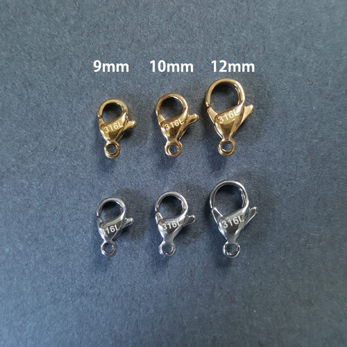 4pcs] サージカルステンレス316L 12mm カニカン 金具 留め具 金属 