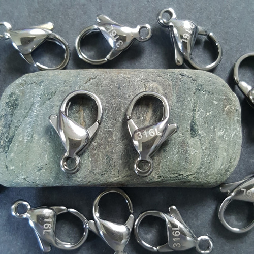 2pcs] サージカルステンレス316L 12mm カニカン 金具 留め具 金属