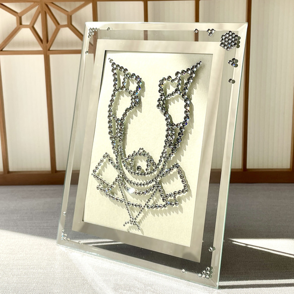 《カブト》ブラックダイヤモンド(ブラック系) ◼️壁飾り◼️　ガラスフォトフレーム　こどもの日　クリスタルガラス 2枚目の画像