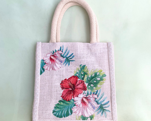 ハンドメイド・ ハイビスカスのトートバッグ ハンドメイド】ハイビスカス刺繍トートバッグ ハワイアン - メルカリ