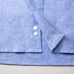 『minibamboo様専用』ボタンダウンシャツ【サックスブルー】；シバクロワッサン刺繍付き 8枚目の画像