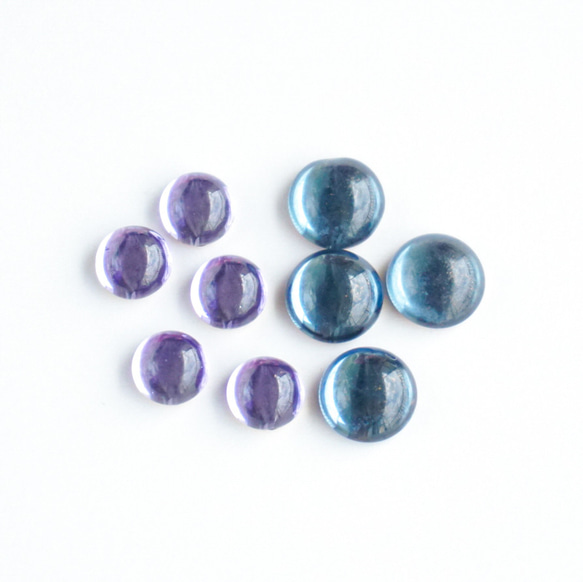 紫陽花色 ラベンダー / モデレート ブルー ヴィンテージガラス フリーサイズ リング 指輪 紫 パープル 青 10枚目の画像