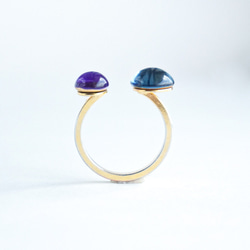 紫陽花色 ラベンダー / モデレート ブルー ヴィンテージガラス フリーサイズ リング 指輪 紫 パープル 青 7枚目の画像