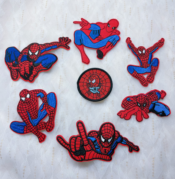 781.スパイダーマンの刺繍ワッペン7枚セット 1枚目の画像